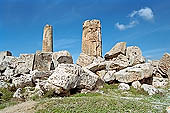 Selinunte the temple hill. Temple ruins crushed to the ground, like a fantastic work of art 